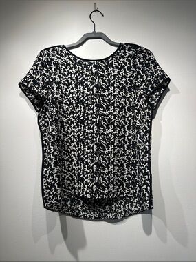 H&M Black and White Printed Short Sleeve Blouse